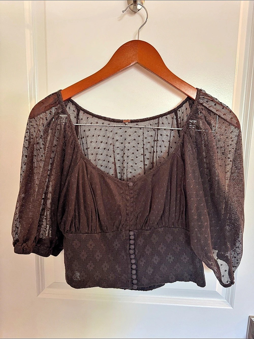 Free People Brown Geometric Blouse Like New